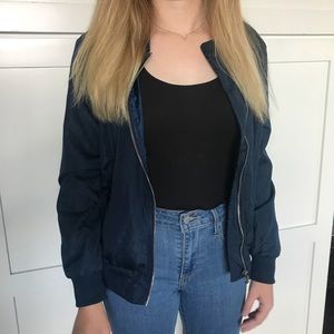 Blue bomber jacket